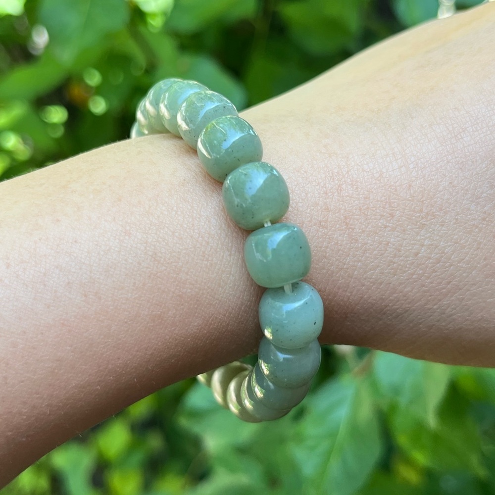 10mm stretchable barrel shape hetian jade bracelet